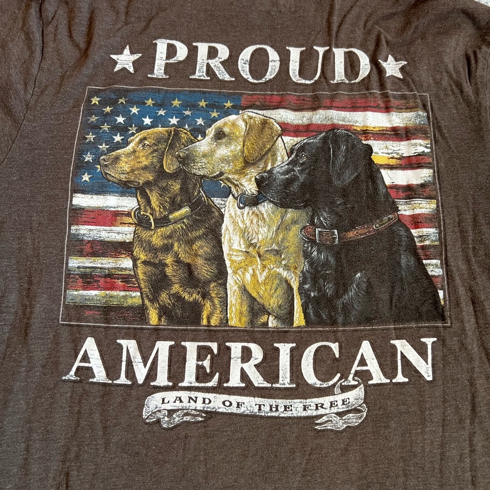 Bass Pro Shops graphic Tee Shirt Dogs short sleeve flag men's medium - Picture 2 of 5